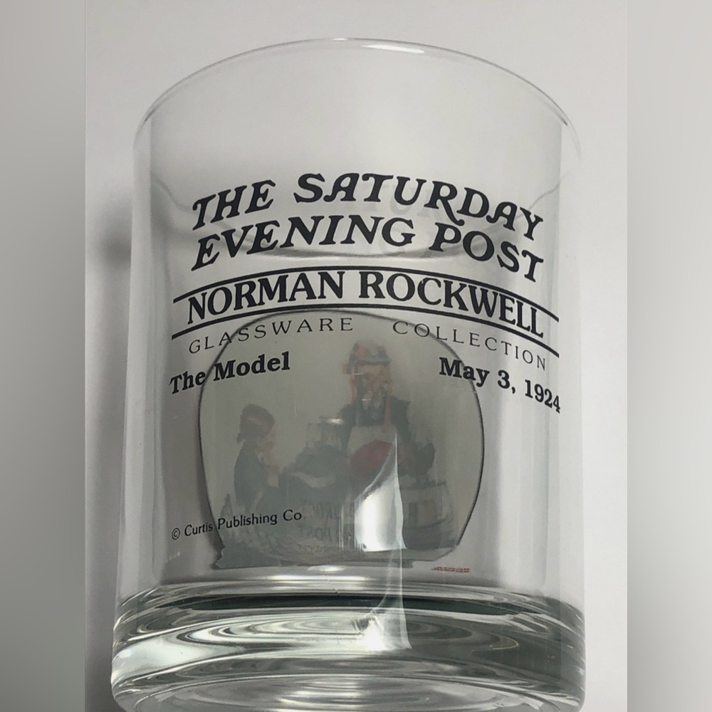 Norman Rockwell “Saturday Evening Post” Rocks Glass “The Model” EUC - Picture 4 of 6